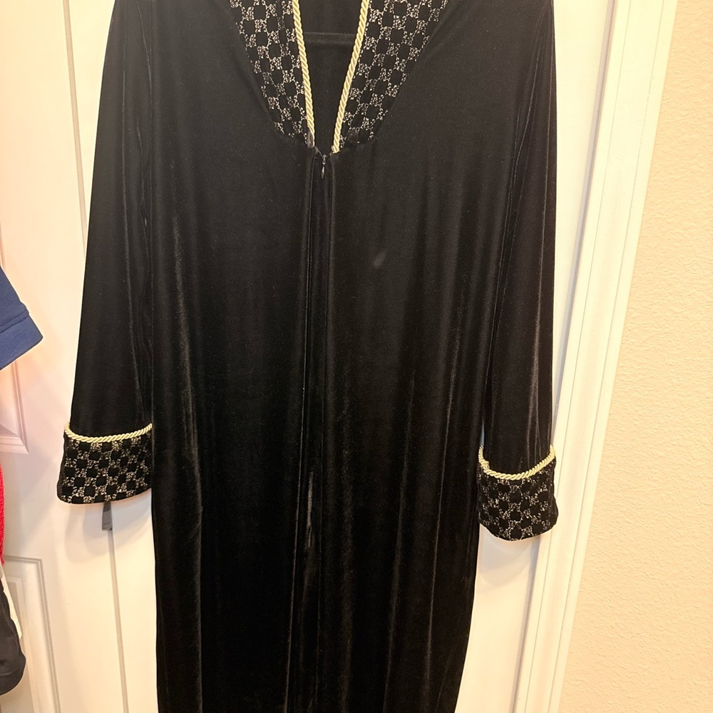 Jasmine Black Robe with Gold Trim